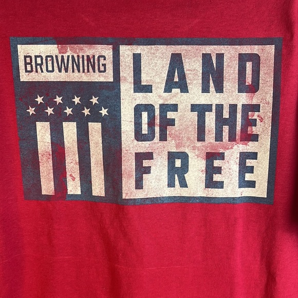 Browning Men's Tee T-Shirt Sz Large Red Short Sleeve Graphic Home Of The Brave - Picture 2 of 4
